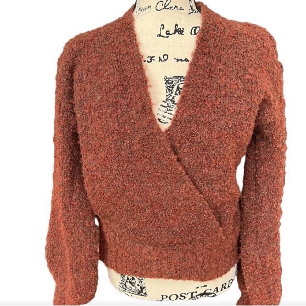 astr the label faux wrap Boucle sweater xl rust